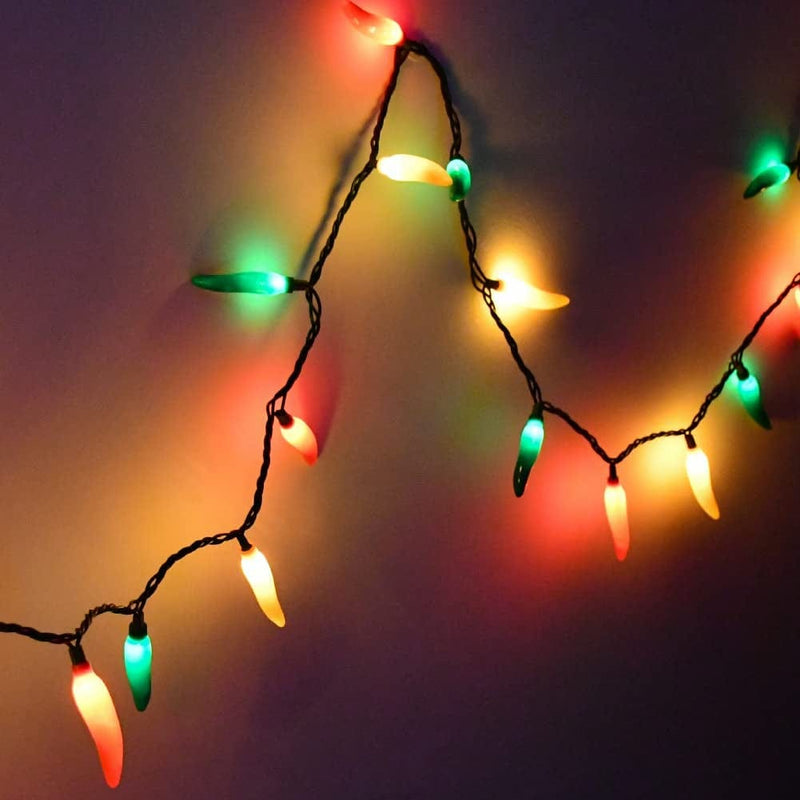 Pallerina Multi-Colored Chili Pepper String Lights, 13.6FT Hot Chili Pepper Lights with 35 Christmas Warm White Chili Pepper Bulbs(2 Spare) UL Listed for Outdoor Indoor Kitchen Garden Patio Decoration Home & Garden > Lighting > Light Ropes & Strings Pallerina   