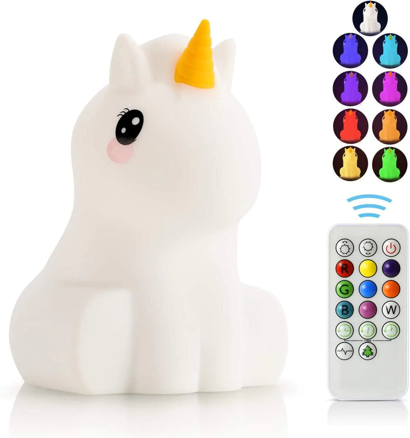 PAMANO LED Nursery Night Lights for Kids -USB Rechargeable Animal Silicone Lamps with Touch Sensor and Remote Control -Portable Color Changing Glow Soft Cute Baby Infant Toddler Gift (Unicorn) Home & Garden > Lighting > Night Lights & Ambient Lighting PAMANO Unicorn  