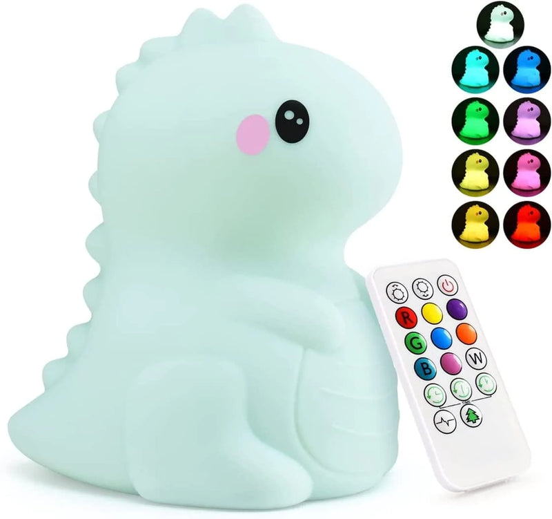 PAMANO LED Nursery Night Lights for Kids -USB Rechargeable Animal Silicone Lamps with Touch Sensor and Remote Control -Portable Color Changing Glow Soft Cute Baby Infant Toddler Gift (Unicorn) Home & Garden > Lighting > Night Lights & Ambient Lighting PAMANO Dinosaur-Green  