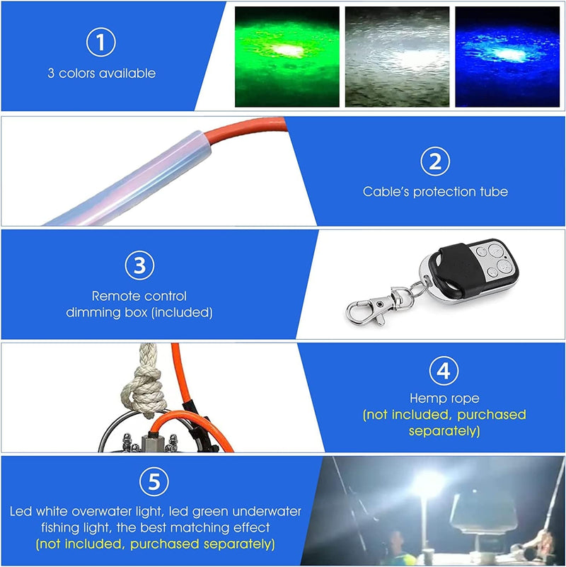 Pamiers Led Underwater Fishing Light,Ac 110V 500W/65000Lum,With Remote Brightness Adjustment Function,Attracting Fish More Faster,Effective and Flexible,More AC 110V and DC12V/24V Types for Choices Home & Garden > Pool & Spa > Pool & Spa Accessories pamiers   