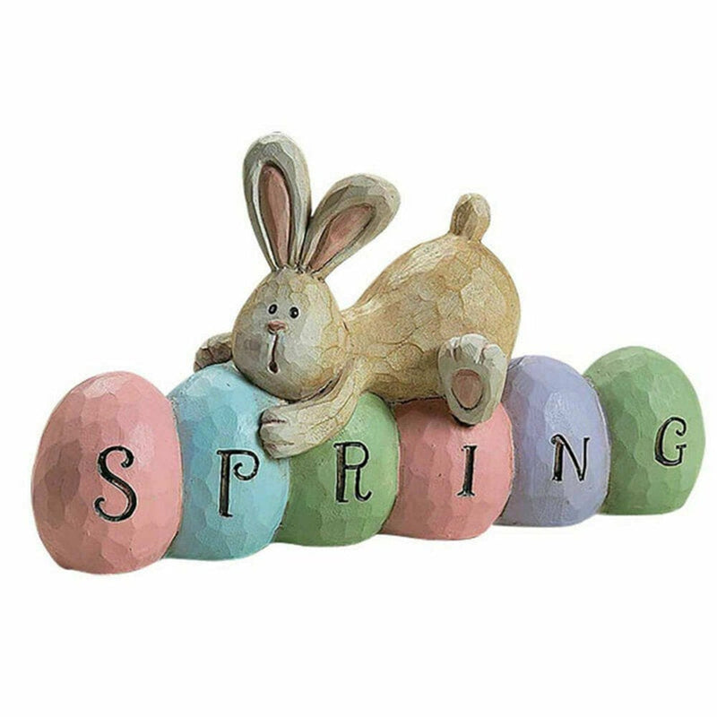 Pannow Easter Decorations Hand Painted Easter Eggs Rabbit 8.5 Inch Tabletop Resin Easter Decoration for Home Living Room Bedroom Easter Decoration Home & Garden > Decor > Seasonal & Holiday Decorations Pannow Style 1  