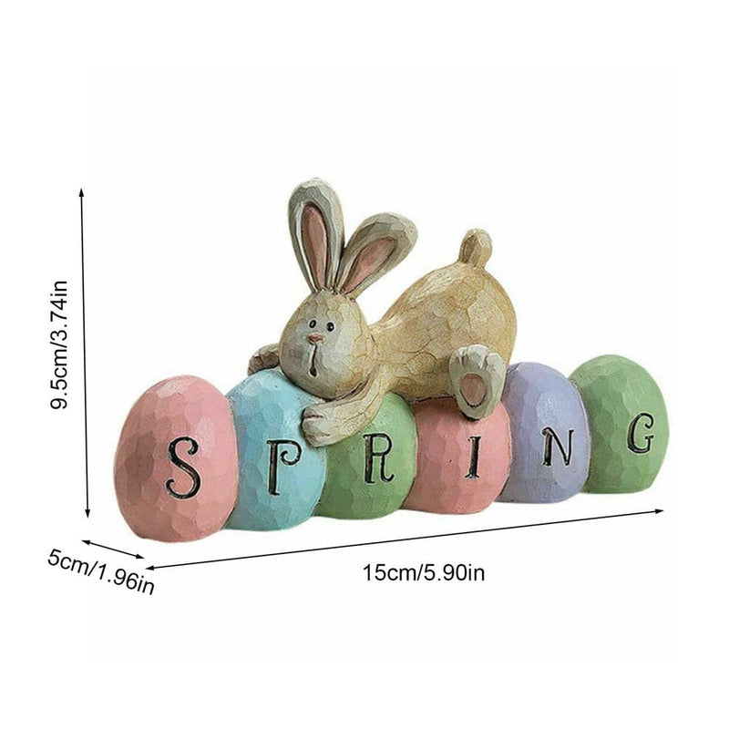 Pannow Easter Decorations Hand Painted Easter Eggs Rabbit 8.5 Inch Tabletop Resin Easter Decoration for Home Living Room Bedroom Easter Decoration Home & Garden > Decor > Seasonal & Holiday Decorations Pannow   