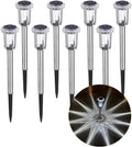 Papasbox 8 Pack Solar Pathway Lights Solar Outdoor Lights Stainless Lamp Waterproof LED Solar Powered Landscape Path Ground Stakes Light for Lawn Garden Yard Patio Walkway Driveway Lighting Home & Garden > Lighting > Lamps papasbox 8pcs Cold White  