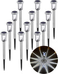 Papasbox 8 Pack Solar Pathway Lights Solar Outdoor Lights Stainless Lamp Waterproof LED Solar Powered Landscape Path Ground Stakes Light for Lawn Garden Yard Patio Walkway Driveway Lighting Home & Garden > Lighting > Lamps papasbox 12pcs Cold White  