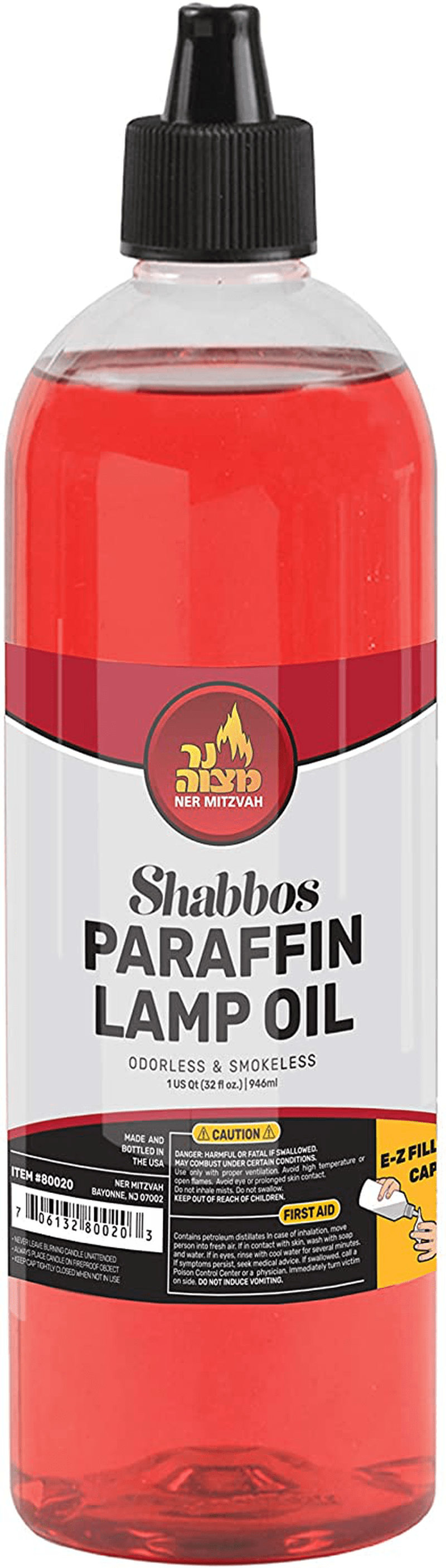 Paraffin Lamp Oil - Red Smokeless, Odorless, Clean Burning Fuel for Indoor and Outdoor Use with E-Z Fill Cap and Pouring Spout - 32oz - by Ner Mitzvah Home & Garden > Lighting Accessories > Oil Lamp Fuel Ner Mitzvah Default Title  