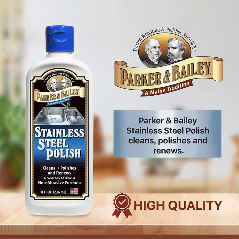 PARKER & BAILEY Stainless Steel Polish - Best Stainless Steel Cleaner for Appliances Sink Grill Cookware Clean Polish Restore Kitchen Cleaning Supplies Stain Remover Stainless Steel Cleaner and Polish Home & Garden > Household Supplies > Household Cleaning Supplies Parker & Bailey   