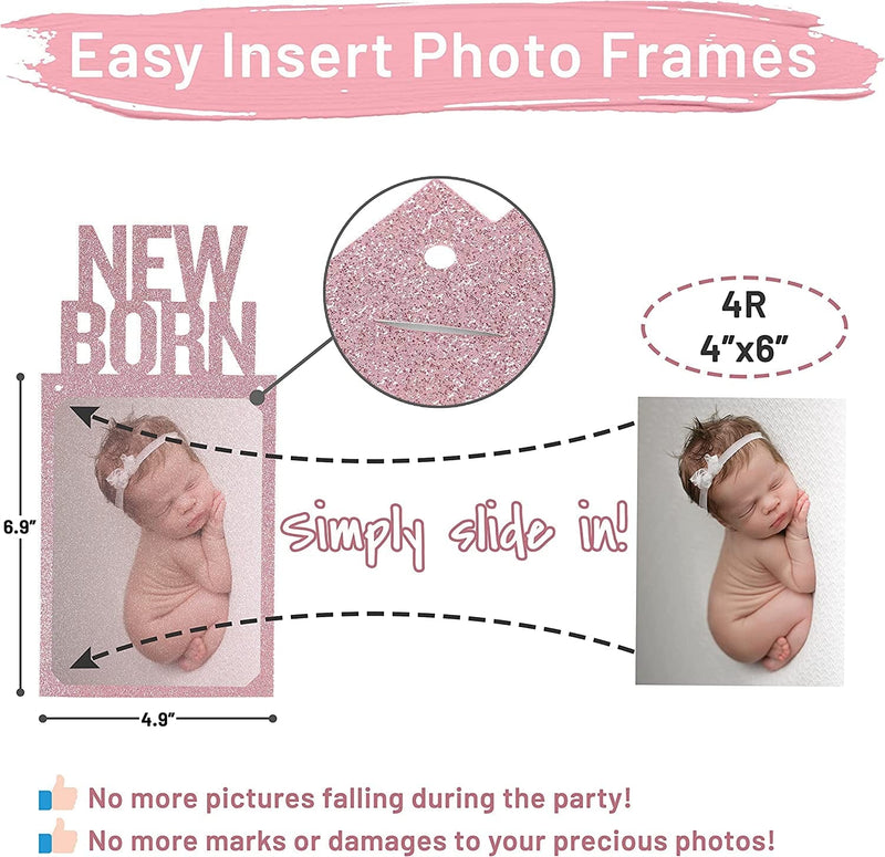 Partyhooman 1St Birthday Photo Banner for Baby from Newborn to 12 Months, 1St Birthday Decorations Girl Monthly Milestones Garland | First Birthday Photo Banner Pre-Strung with Frame (Rose Gold) Home & Garden > Decor > Seasonal & Holiday Decorations PartyHooman   
