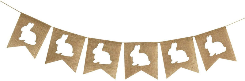 Partyprops Rabbit Burlap Garland | Bunny Burlap Garland | Rustic Easter Decorations | White Rabbits Banner Home & Garden > Decor > Seasonal & Holiday Decorations Partyprops   