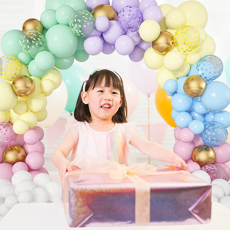 Pastel Balloon Garland Kit, Rainbow Macaron Unicorn Baloon Arch, 135 PCS Colorful Gold Confetti Balloons for Pastel Birthday Baby Shower Wedding Ice Cream Easter Party Decorations Supplies Home & Garden > Decor > Seasonal & Holiday Decorations Ouddy Party   