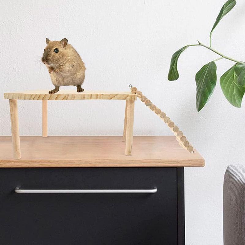 PATKAW Hamster Stand Platform Toys Small Pet Wooden Platform with Ladder for Squirrel Gerbil Chinchilla and Parrot Bird Cage Accessories Animals & Pet Supplies > Pet Supplies > Bird Supplies > Bird Cages & Stands PATKAW   