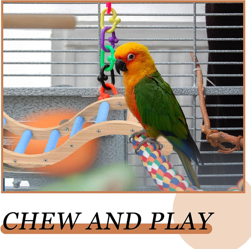 PATKAW Wooden Bird Ladder Toy Natural Wood Step Ladder Climbing Toys Bird Cage Accessories for Parakeets Parrots Cockatoo Lovebirds Animals & Pet Supplies > Pet Supplies > Bird Supplies > Bird Cages & Stands PATKAW   