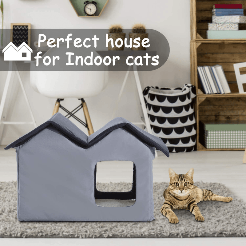 Pawhut Double Heated Portable Indoor Cat Shelter House Animals & Pet Supplies > Pet Supplies > Cat Supplies > Cat Beds PawHut   