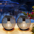 Pearlstar Solar Lanterns Outdoor 2Pack Solar Table Lamp with Edison Bulbs for Camping Yard Patio Garden Decoration, Waterproof Hanging Lights (Black) Home & Garden > Lighting > Lamps Obell Black  