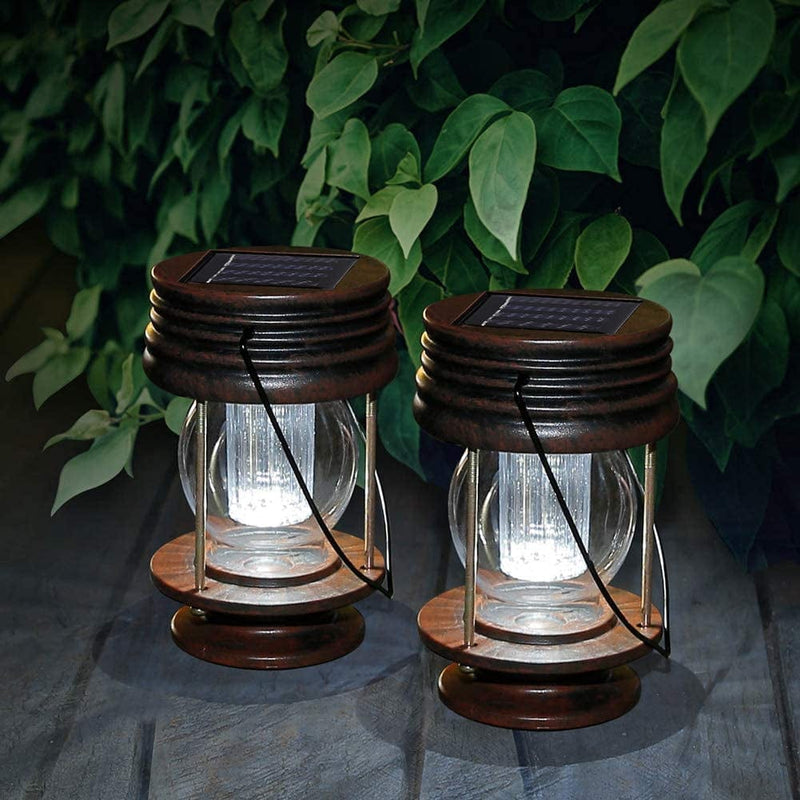 Pearlstar Solar Lanterns Outdoor 2Pack Solar Table Lamp with Edison Bulbs for Camping Yard Patio Garden Decoration, Waterproof Hanging Lights (Black) Home & Garden > Lighting > Lamps Obell White Light  