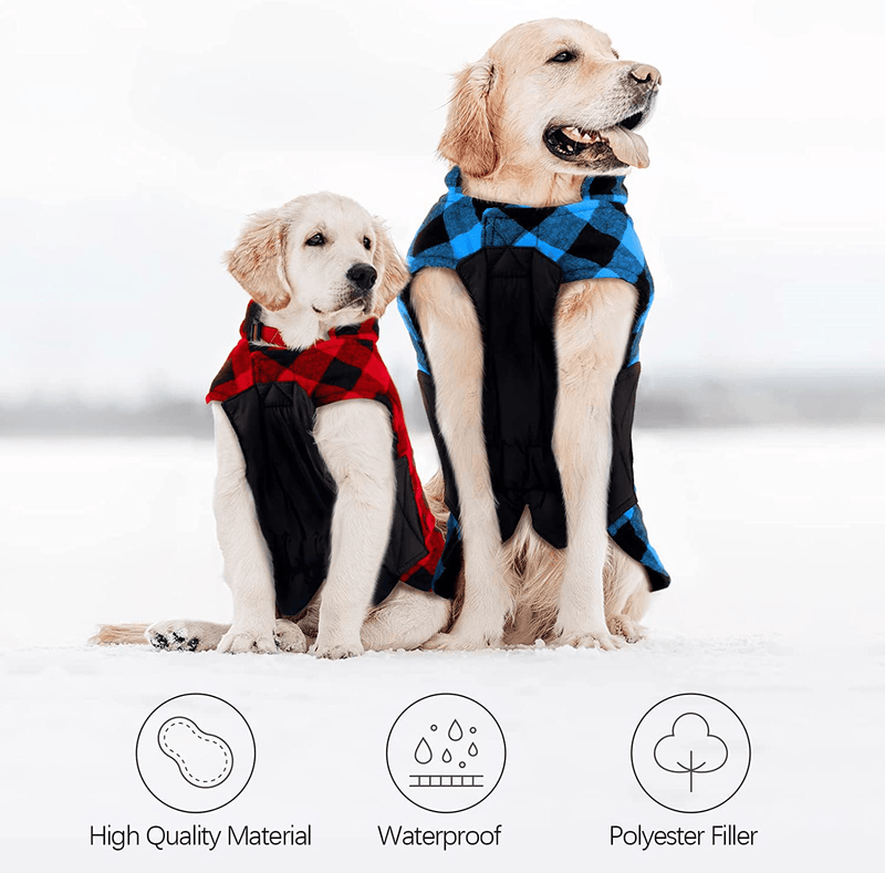 Pedgot 2 Pieces Reversible British Style Plaid Dog Vest Winter Coat Warm Dog Apparel Fleece Lining Dog Apparel Windproof Cozy Cold Dog Jacket for Small Medium Large Dogs Animals & Pet Supplies > Pet Supplies > Dog Supplies > Dog Apparel Pedgot   