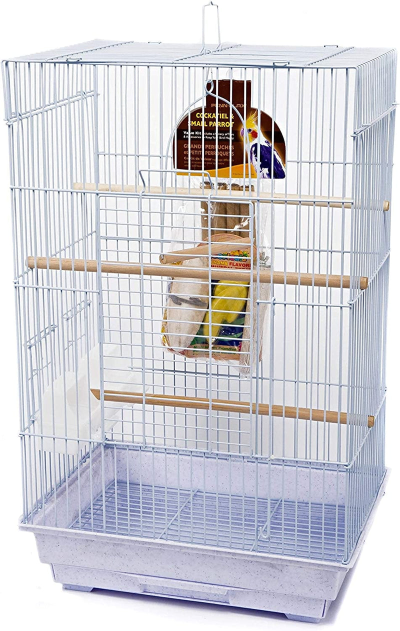 PENN-PLAX Cockatiel & Small Parrot Starter Kit with Birdcage and Accessories – Great for Cockatiels, Conures, and Small Parrots – Square Dome – White Animals & Pet Supplies > Pet Supplies > Bird Supplies > Bird Cages & Stands Penn Plax, INC. White Square Top Medium (Model