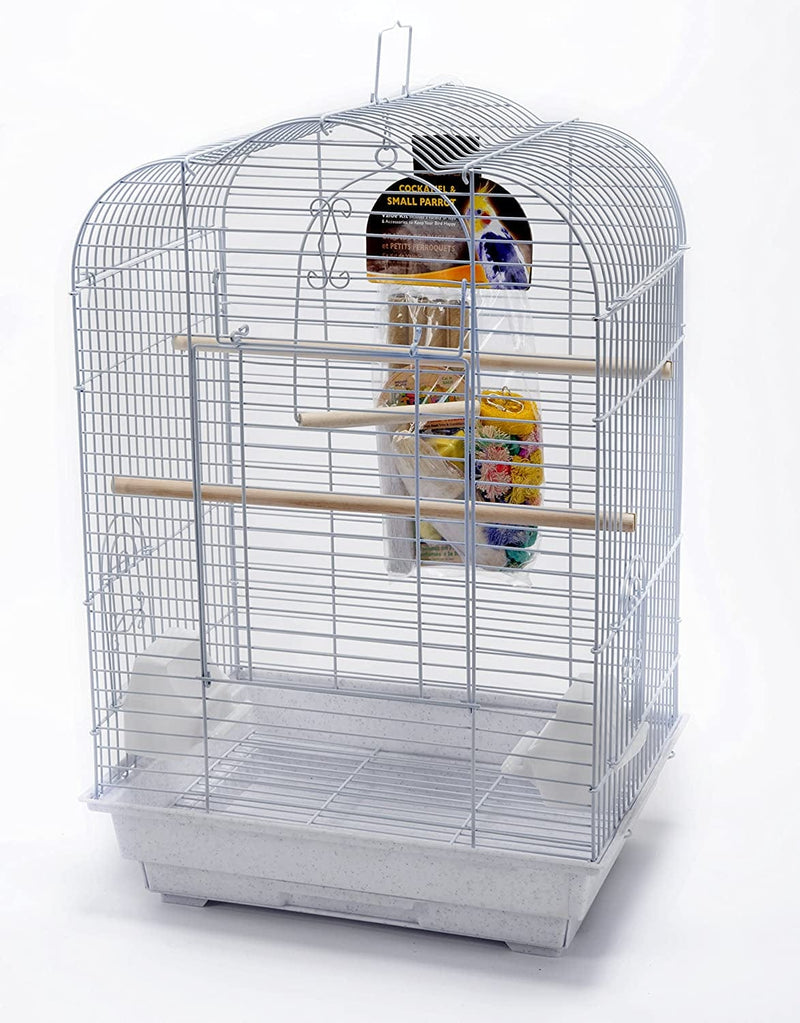 PENN-PLAX Cockatiel & Small Parrot Starter Kit with Birdcage and Accessories – Great for Cockatiels, Conures, and Small Parrots – Square Dome – White Animals & Pet Supplies > Pet Supplies > Bird Supplies > Bird Cages & Stands Penn Plax, INC. White Scalloped Top Medium (Model
