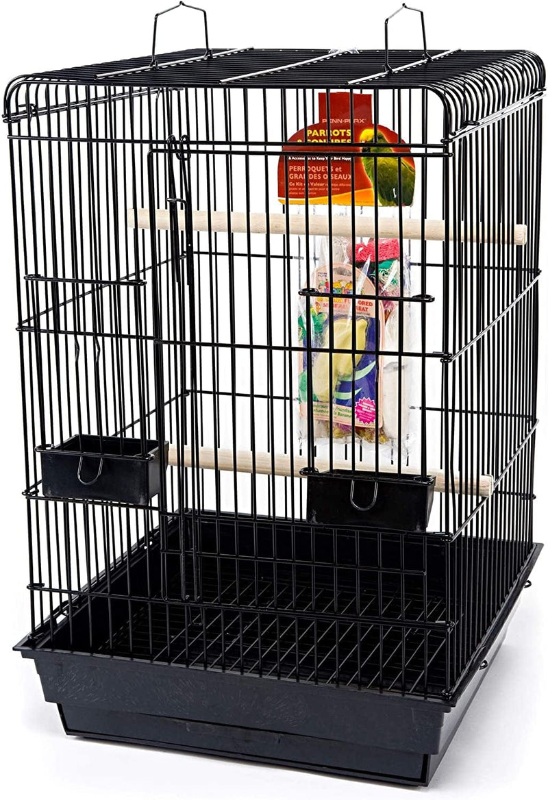 PENN-PLAX Cockatiel & Small Parrot Starter Kit with Birdcage and Accessories – Great for Cockatiels, Conures, and Small Parrots – Square Dome – White Animals & Pet Supplies > Pet Supplies > Bird Supplies > Bird Cages & Stands Penn Plax, INC. Black Square Top Large (Model