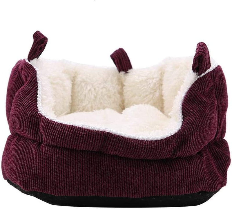 Pet Hamster Sofa Nest, anti Skid Detachable Hanging Bed Winter Plush Sleeping House Habitats Nest Cage Accessories for Gerbils Chinchillas Squirrel Hedgehog Guinea Pigs Small Animals(Red) Bedding