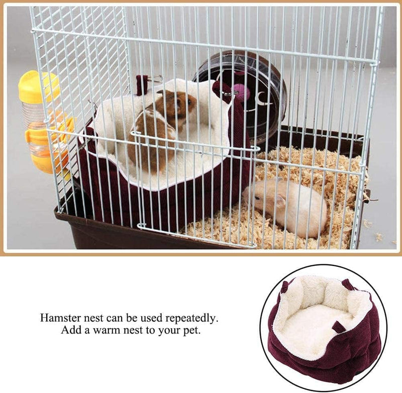 Pet Hamster Sofa Nest, anti Skid Detachable Hanging Bed Winter Plush Sleeping House Habitats Nest Cage Accessories for Gerbils Chinchillas Squirrel Hedgehog Guinea Pigs Small Animals(Red) Bedding Animals & Pet Supplies > Pet Supplies > Bird Supplies > Bird Cages & Stands HEEPDD   
