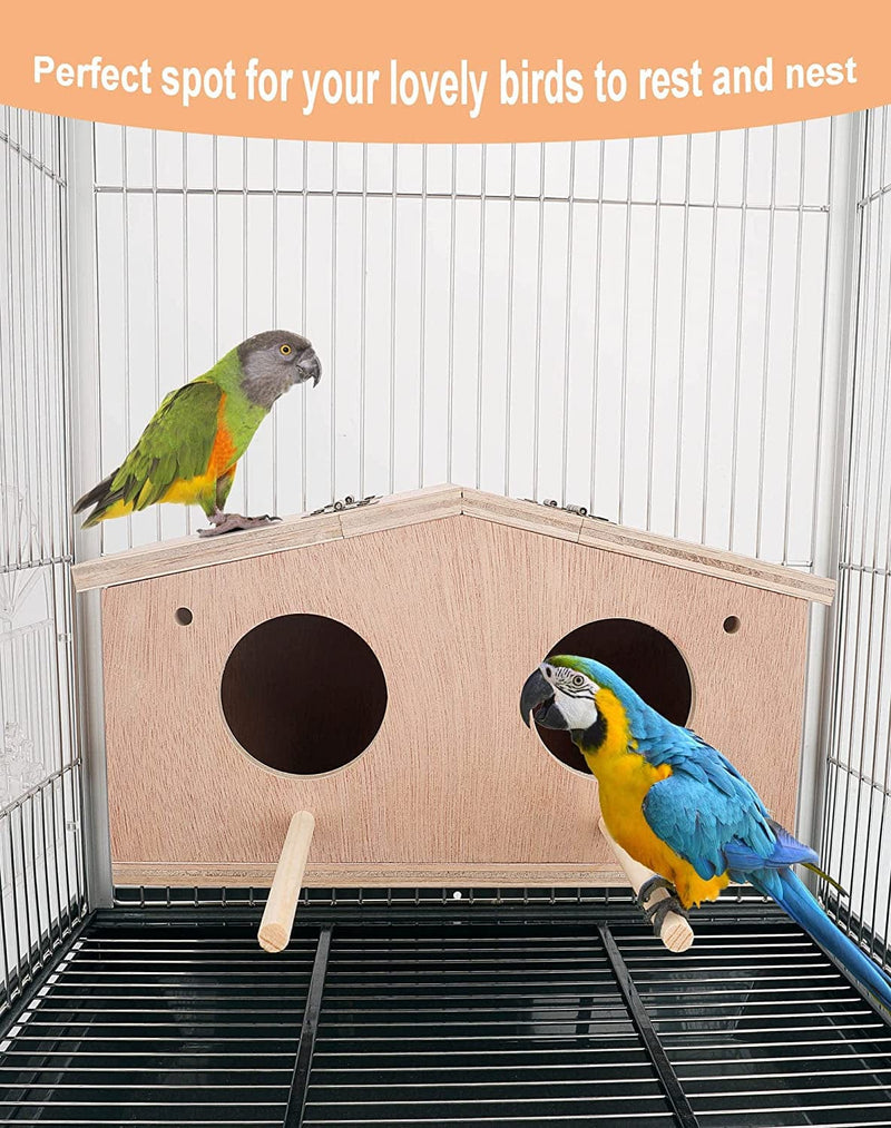PETNANNY Parakeet Nesting Box, Wooden Bird House Pet Bird Nest Kits Breeding Box Cage Birdhouse Accessories with Bamboo Bird'S Nest, a Bag of Coconut Shreds, Bell Toys for Parrots Swallows Birds Animals & Pet Supplies > Pet Supplies > Bird Supplies > Bird Cages & Stands PETNANNY   