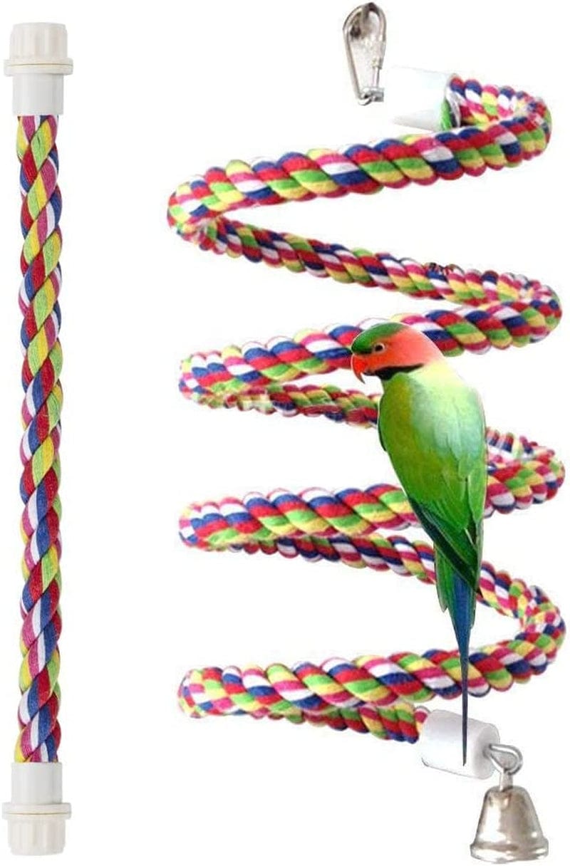 Pets Vv Bird Rope Perch Parakeet Toys, Spiral Bird Toy for Cockatiels, 13.7"&43" Bird Bungee Rope Perches Suitable Bird Cage Accessories Animals & Pet Supplies > Pet Supplies > Bird Supplies > Bird Cages & Stands Pets vv 43 Inch long  