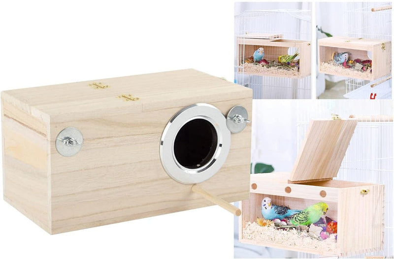 PETSOLA Wood Parrot Nest Birds Breeding Box Parrot Hatching House Convenient for Small Medium Birds Keep Away from Cold Winter Bird Cage Accessory, S Right Opening Animals & Pet Supplies > Pet Supplies > Bird Supplies > Bird Cages & Stands PETSOLA   