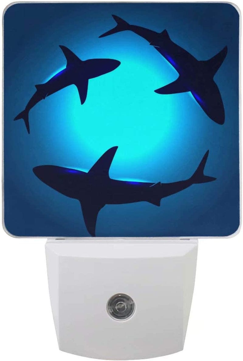Pfrewn Underwater Shark Night Light Set of 2 Beach Sea Ocean Plug-In LED Nightlights Auto Dusk-To-Dawn Sensor Lamp for Bedroom Bathroom Kitchen Hallway Stairs Decorative Home & Garden > Pool & Spa > Pool & Spa Accessories Pfrewn   