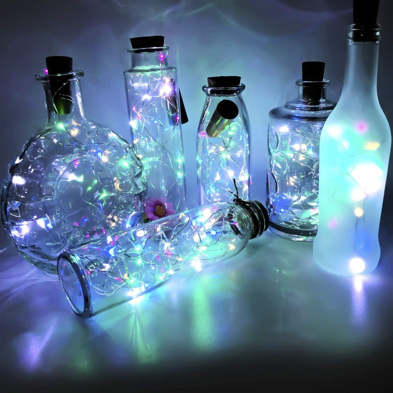 Pheila 10 Pack Wine Bottle Lights with Cork Christmas Lights Battery Cork Fairy Lights Waterproof 3.3Ft Silver Wire String Light for Jar Party Wedding Christmas Festival Bar Decoration, Warm White