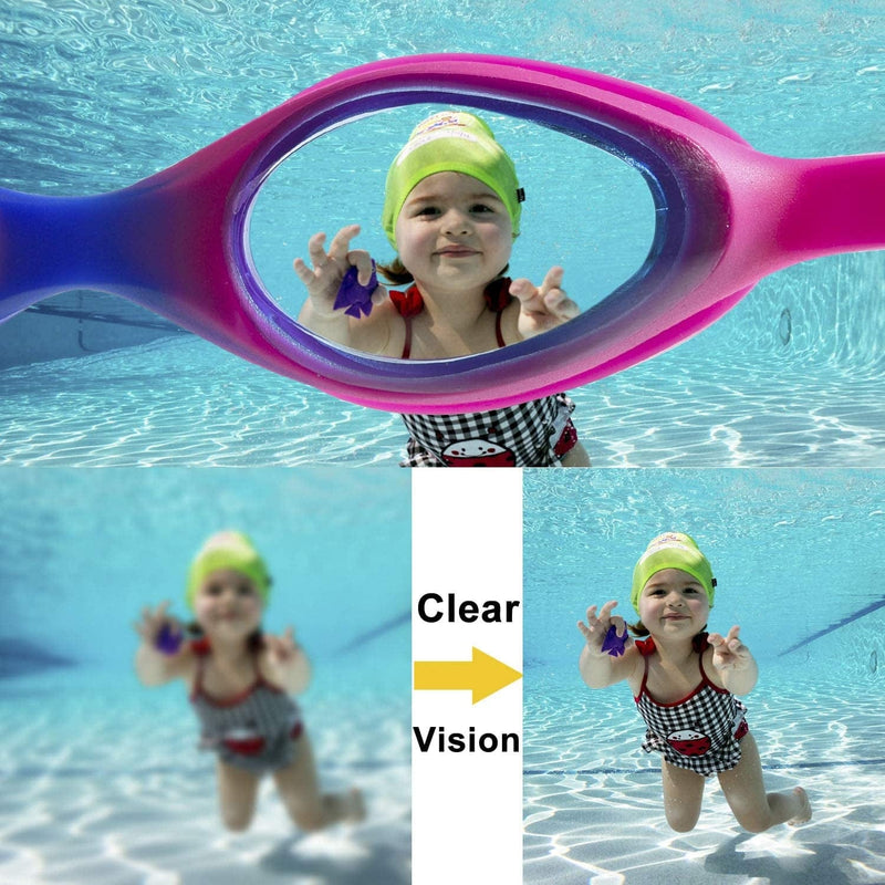 PHELRENA Kids Swim Goggles with Earplugs Nose Clip, Kid Swimming Goggles with Anti-Uv, Anti-Fog Lenses