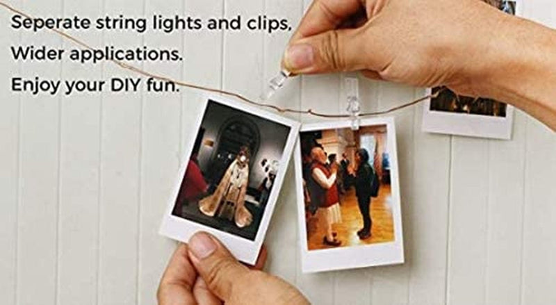 Photo Clip String Lights 17Ft - 50 LED Fairy String Lights with 50 Clear Clips for Hanging Pictures, Christmas Party Birthday Decoration - Perfect Dorm Bedroom Wall Decor Wedding Decorations Home & Garden > Lighting > Light Ropes & Strings Boruier   