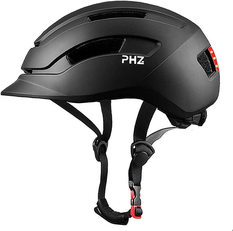 PHZ. Adult Bike Helmet Bicycle Helmet with Light for Men Women Mountain Road Skateboard with Extra Replacement Detachable Visor & Inner Pads Safety Certified