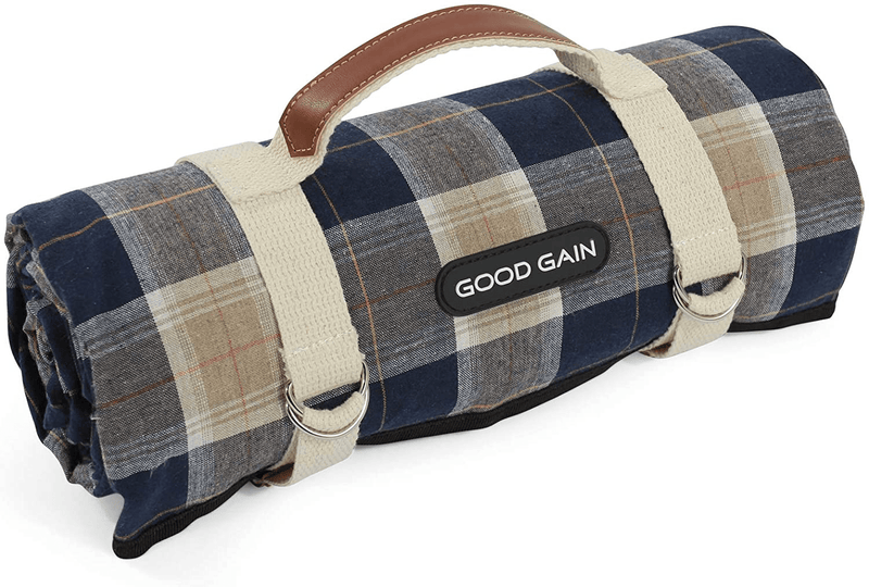Picnic Blanket Waterproof, Beach Blanket Portable with Carry Strap Outdoor Camping Party, Large Foldable Sand Proof for Wet Grass Hiking or Kids Playground Picnic Mat (A Stripe) Home & Garden > Lawn & Garden > Outdoor Living > Outdoor Blankets > Picnic Blankets G GOOD GAIN Blue Check  