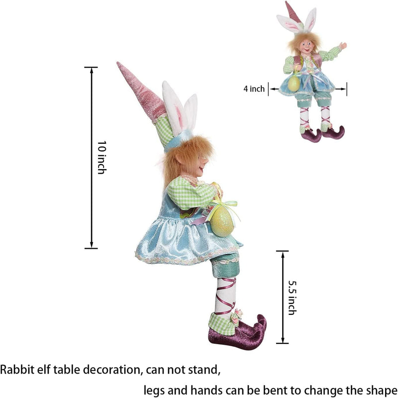 PICUKI Easter Decorations for the Home Easter Bunny Decor 15.5 Inch Elf Figurines Children'S Easter Decorated Doll with Bendable Bunny Ears Gifts (Bunny Blue) Home & Garden > Decor > Seasonal & Holiday Decorations PICUKI   