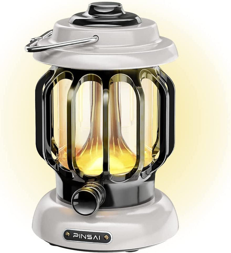 PINSAI LED Camping Lantern,Rechargeable Retro Metal Camp Light,Battery Powered Hanging Vintage Lamp ,Portable Waterpoor Outdoor Tent Bulb, Emergency Lighting for Power Failure,Outages Home & Garden > Lighting > Lamps PINSAI White  