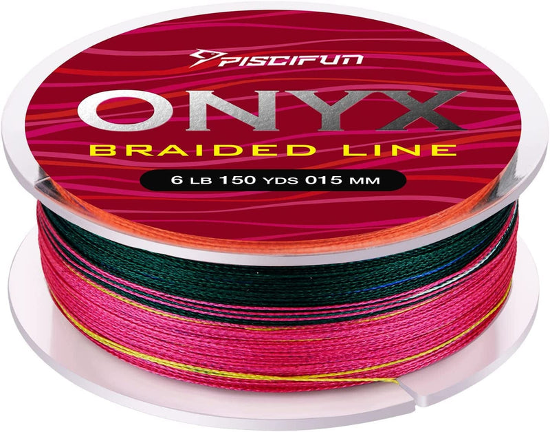 Piscifun Onyx Braided Fishing Line, Superline Abrasion Resistant Braided Lines, Zero Stretch Super Strong, Low Memory, Fast Water Cutting PE Fishing Lines, 6Lb-150Lb Sporting Goods > Outdoor Recreation > Fishing > Fishing Lines & Leaders Piscifun Multi-color 30LB(0.26mm)-150Yds 