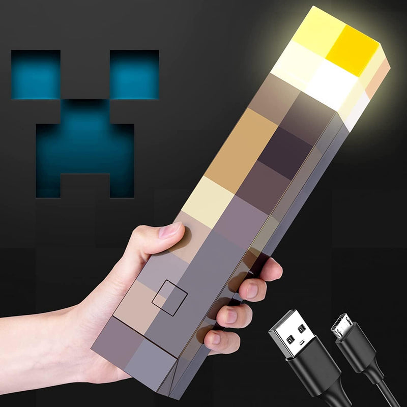 PKD Pixels Brownstone Torch Light for Mounts to the Wall or Hand Held USB Rechargeable 11 Inch LED Wall Torch Bedroom Living Room Play Room Decoration Perfect for Gamers Costume Cosplay Role Play Hardware > Tools > Flashlights & Headlamps > Flashlights PKD   