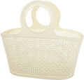 Plastic Shower Caddy, Portable Storage Basket Tote for Bathroom, Kitchen, Dorm Room, round Handle Organizer (Grey)