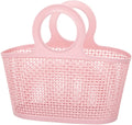 Plastic Shower Caddy, Portable Storage Basket Tote for Bathroom, Kitchen, Dorm Room, round Handle Organizer (Grey)