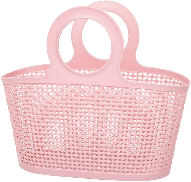 Plastic Shower Caddy, Portable Storage Basket Tote for Bathroom, Kitchen, Dorm Room, round Handle Organizer (Grey) Sporting Goods > Outdoor Recreation > Camping & Hiking > Portable Toilets & Showers UUJOLY Pink 12.2 × 6.3 inch 