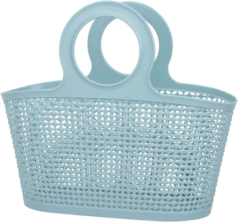 Plastic Shower Caddy, Portable Storage Basket Tote for Bathroom, Kitchen, Dorm Room, round Handle Organizer (Grey) Sporting Goods > Outdoor Recreation > Camping & Hiking > Portable Toilets & Showers UUJOLY Blue 12.2 × 6.3 inch 