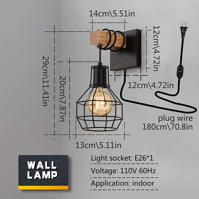 Plug in Wall Sconce Dimmable, LIGHTESS Wall Light with Dimmer On/Off Switch, Industrial Metal Black Wall Lamp for Living Room LG9872949 Home & Garden > Lighting > Lighting Fixtures > Wall Light Fixtures KOL DEALS   