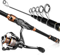 PLUSINNO Fishing Rod and Reel Combos, Bronze Warrior Toray 24-Ton Carbon Matrix Telescopic Fishing Rod Pole, 12 +1 Shielded Bearings Stainless Steel BB Spinning Reel, Travel Freshwater Fishing Gear Sporting Goods > Outdoor Recreation > Fishing > Fishing Rods PLUSINNO Extended Handle Fishing Rod+Reel(No Lures&Line) Spin 8'-2.44m-2 Sections 