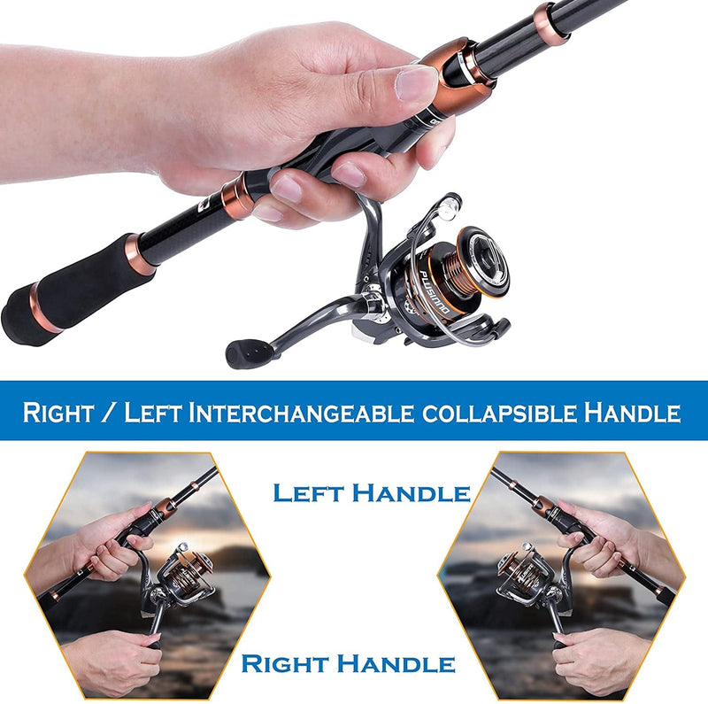 PLUSINNO Fishing Rod and Reel Combos, Bronze Warrior Toray 24-Ton Carbon Matrix Telescopic Fishing Rod Pole, 12 +1 Shielded Bearings Stainless Steel BB Spinning Reel, Travel Freshwater Fishing Gear Sporting Goods > Outdoor Recreation > Fishing > Fishing Rods PLUSINNO   