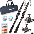 PLUSINNO Fishing Rod and Reel Combos, Bronze Warrior Toray 24-Ton Carbon Matrix Telescopic Fishing Rod Pole, 12 +1 Shielded Bearings Stainless Steel BB Spinning Reel, Travel Freshwater Fishing Gear Sporting Goods > Outdoor Recreation > Fishing > Fishing Rods PLUSINNO 2PACK Full Kit with Carrier Case 2.1M 6.89FT 