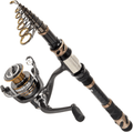 PLUSINNO Fishing Rod and Reel Combos - Carbon Fiber Telescopic Fishing Pole - Spinning Reel 12 +1 Shielded Bearings Stainless Steel BB Sporting Goods > Outdoor Recreation > Fishing > Fishing Rods PLUSINNO Fishing rod+reel(No Lures&Line) 2.1M 6.89FT 