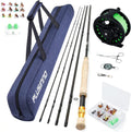 PLUSINNO Fly Fishing Rod and Reel Combo, 4 Piece Fly Fishing Starter Kit Include Graphite 5/6 Weight Fly Fishing Pole, Fly Reel, Fly Fishing Accessories, Carrier Bag, Fly Box Case & Fishing Flies Sporting Goods > Outdoor Recreation > Fishing > Fishing Rods PLUSINNO Cork Grip - Gold Ring  