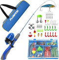PLUSINNO Kids Fishing Pole,Ice Telescopic Fishing Rod and Reel Full Kits, Spincast Youth Fishing Pole Fishing Gear for Kids, Boys Sporting Goods > Outdoor Recreation > Fishing > Fishing Rods PLUSINNO Blue Handle with Bag 120CM 47.24IN 