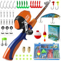 PLUSINNO Kids Fishing Pole,Ice Telescopic Fishing Rod and Reel Full Kits, Spincast Youth Fishing Pole Fishing Gear for Kids, Boys Sporting Goods > Outdoor Recreation > Fishing > Fishing Rods PLUSINNO Orange Handle without Bag 150CM 59.05IN 
