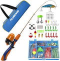 PLUSINNO Kids Fishing Pole,Ice Telescopic Fishing Rod and Reel Full Kits, Spincast Youth Fishing Pole Fishing Gear for Kids, Boys Sporting Goods > Outdoor Recreation > Fishing > Fishing Rods PLUSINNO Orange Handle with Bag 150CM 59.05IN 